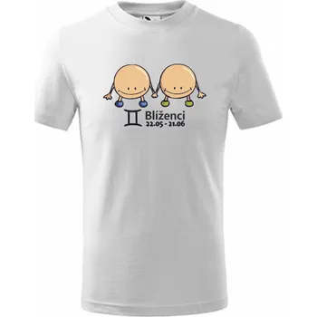 ON-DESIGN Dětské tričko znamení BLÍŽENCI Velikost: 134 cm/8 let, Barva: bílá