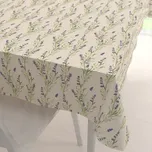 Lněný obdélníkový dekorační ubrus LEN-009 Levandule na režném 100x160 cm