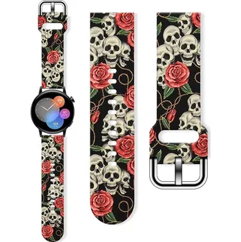 Příslušenství k chytrým hodinkám eses Silikonový řemínek - Lebky a růže, 22 mm