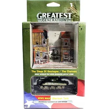 autíčko Tank M4A3 Sherman WWII Greatest Generation 2018 + Diorama 1:100 Johnny Lightning Sherman M4 A3 Tank WW2 Greatest Generation 2018 + Diorama 1/100 - sběratelský model tanku