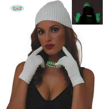 Karnevalový doplněk Guirca Fiestas Španělsko Rukavice bílé fluoreskující D