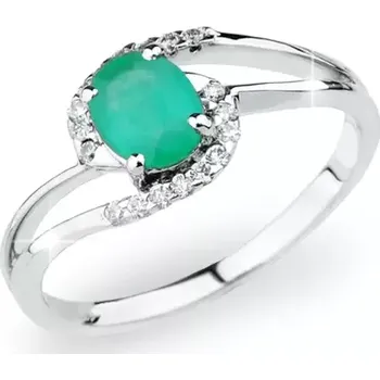 Prsten Dámský prsten bílé zlato 585/1000 přírodní diamant 0.61 ct smaragd a GKW45110-B-SMAR velikost 59