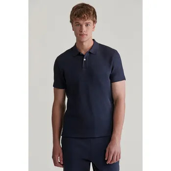Pánské oblečení POLOKOŠILE GANT WAFFLE TEXTURED SS POLO EVENING BLUE