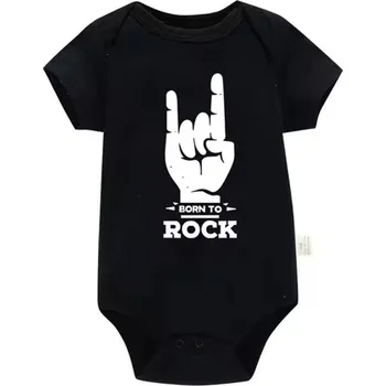 Kojenecký body Bavlněné kojenecké body "Born To Rock" (černé) - 6 variant potisků Motiv: PF0844 - born to rock, Velikost: 3-6 měs.