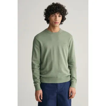 Pánský svetr SVETR GANT TEXTURED COTTON C-NECK KALAMATA GREEN