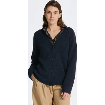 Dámský svetr SVETR GANT HAIRY TEXTURE V-NECK CARDIGAN EVENING BLUE