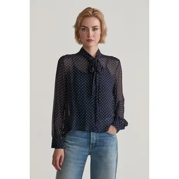 Dámská košile HALENKA GANT REG DOT PRINT BOW BLOUSE EVENING BLUE