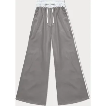 Dámské kalhoty Volné šedé dámské kalhoty s lampasy (764ART) odstíny šedé uni velikost