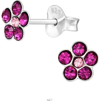 Náušnice All4Silver Náušnice kytičky tmavě růžové S1238