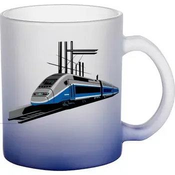 skleněný hrnek lokomotiva I (hrneček s lokomotivou matné sklo vlak)