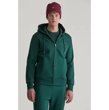 Pánská mikina MIKINA GANT REG TONAL SHIELD FULL ZIP HOODIE TARTAN GREEN