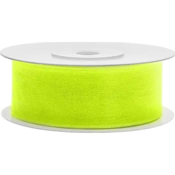 Stuha PartyDeco Stuha šifonová neonová žlutá, 25 mm x 25 m