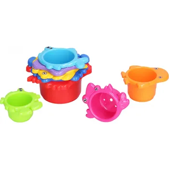 Hračka pro nejmenší MAAMAA Věž skládací kelímky MOŘE 8 ks