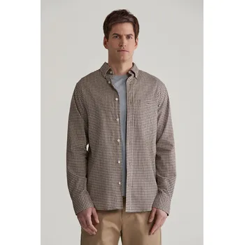Pánská košile KOŠILE GANT REG MICROCHECK FLANNEL SHIRT DARK KHAKI