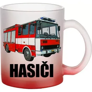 LIAZ 101.86 CAS K 25 skleněný hrneček HASIČI (hrneček s hasičským autem matné sklo )