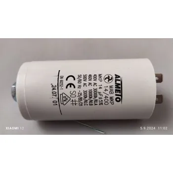 Kondenzátor 14uF/400V motorový kondenzátor MAB MKP, 40x78mm