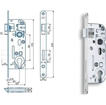 zadlabací zámek Hobes zadlabací zámek 02-04 P-L PZ/60/90 (cylindrická vložka)