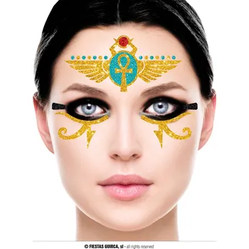 Karnevalový doplněk Guirca Třpytivá nálepka na obličej Egypťanka