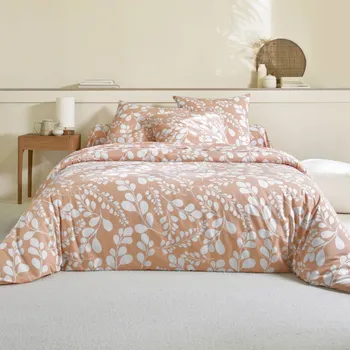 Povlečení Blancheporte Dvoubarevné povlečení Chloé s potiskem listů, bavlna broskvová povlak na přikrývku 140x200 cm