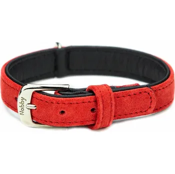Obojek pro psa Nobby VELOURS obojek ze semišové kůže S-M 42cm červená