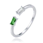 MINET Elegantní stříbrný prsten s bílým a zeleným zirkonem vel. 52 Velikost prstenu: 52