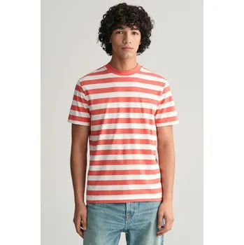 Pánské tričko TRIČKO GANT STRIPE SS T-SHIRT SUNSET PINK