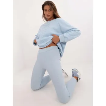 Dámská tepláková souprava s mikinou bez kapuce světle modrá