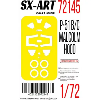 Plastikový model SX-ART 1/72 Paint mask P-51 B/C 'Malcolm Hood' (KPM)