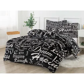 Povlečení XPOSE® Prodloužené mikroplyšové povlečení DORA Exclusive - černé 140x220 cm, 70x90 cm, Mikroplyš + Prodloužená možnost vrácení zboží do 50 dnů