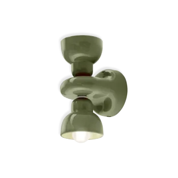 Nástěnné svítidlo Ferroluce Nástěnné vintage svítidlo BERIMBAU, v. 25,5 cm, 2xE14 Barva: Zelená