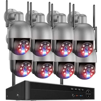 Bezpečnostní kamera 4MP WiFi kamerový systém, 8 otočných černošedých kamer, XM