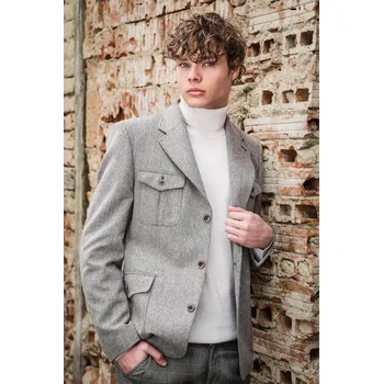 Pánské sako Pánské vlněné sako Barva: Hnědá, Velikost: 28, Střih: REGULAR FIT