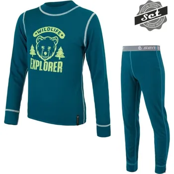 Set dětského termoprádla SENSOR DOUBLE FACE SET WILD DĚTSKÝ |120, modrá