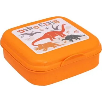 Dóza na potraviny box 14,5x14,5x5cm, svačina, oranž. DINO CLUB, dětský,