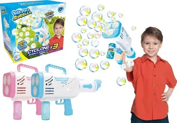 Bublifuk Wanna Bubbles Cyclone Bubble Shooter 24 průchodů 22 x 40 x 12 cm 100 ml mix barev