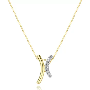 Náhrdelník Náhrdelník ze smíšeného zlata 585 - protilehlé oblouky, sedm diamantů