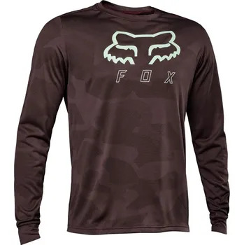 cyklistický dres Pánský cyklistický dres FOX Ranger Tru Dri LS Jersey (Jaquard) - Dark Maroon Velikost: L
