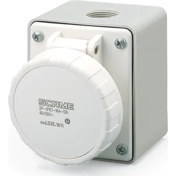 Elektrická zásuvka SCAME Zásuvka nástěnná 16A 2P 20-25V IP67 rovný box 535.1610