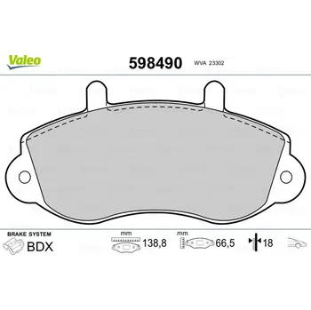 Brzdová destička Sada brzdových destiček, kotoučová brzda VALEO 598490