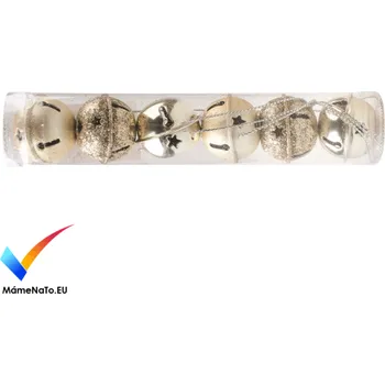 Vánoční dekorace Rolničky zlaté 3 cm, 6 ks v krabičce