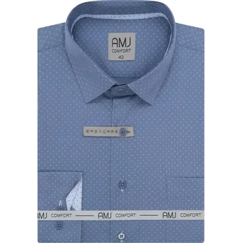 Pánská košile Pánská košile AMJ Slim Fit modrá se vzorem VDSBR1394 velikost: 38, délka rukávu: dlouhý rukáv