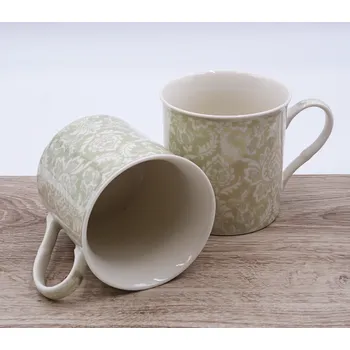 Porcelánový hrnek s jemným vzorem 200 ml, olivovo zlatý