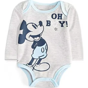 Disney kojenecké body dlouhý rukáv Mickey Mouse Barva: šedé, Velikost: 73 (6-9 měsíců)