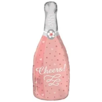 Balón foliový Láhev šampaňského - Champagne - Cheers - růžová - 70 cm