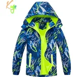 Chlapecká šusťáková bunda zateplená Kugo B2993 tmavě modrá / zelený zip