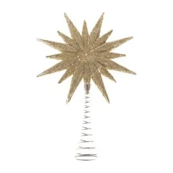 Vánoční dekorace Plastová špička na vánoční stromek - zlatá hvězda, 12/72