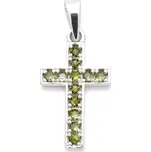 Stříbrný přívěsek s vltavínem křížek Veridia