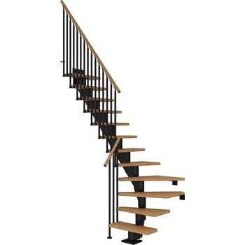 DOLLE Frankfurt - modulové schody 1/4 zatoč. do 279 cm, zábradlí CLASSIC III (Přímé vedení 12 nášlapů )