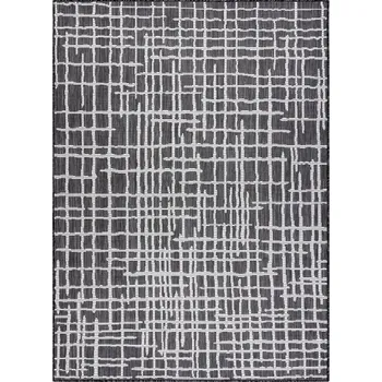 Koberec Kusový koberec Sion Sisal Trellis 22144 black/ecru – na ven i na doma 140x190 cm