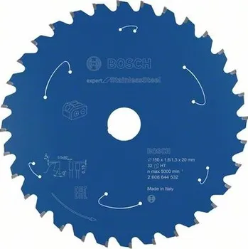 Pilový kotouč Bosch Pilový kotouč Expert for Stainless Steel pro akumulátorové pily 150×1,6/1,3×20 T32 2608644532